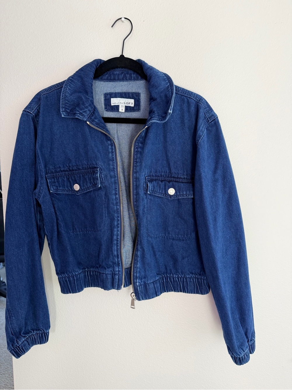LOFT Women's Blue Denim Zip-Front Jacket